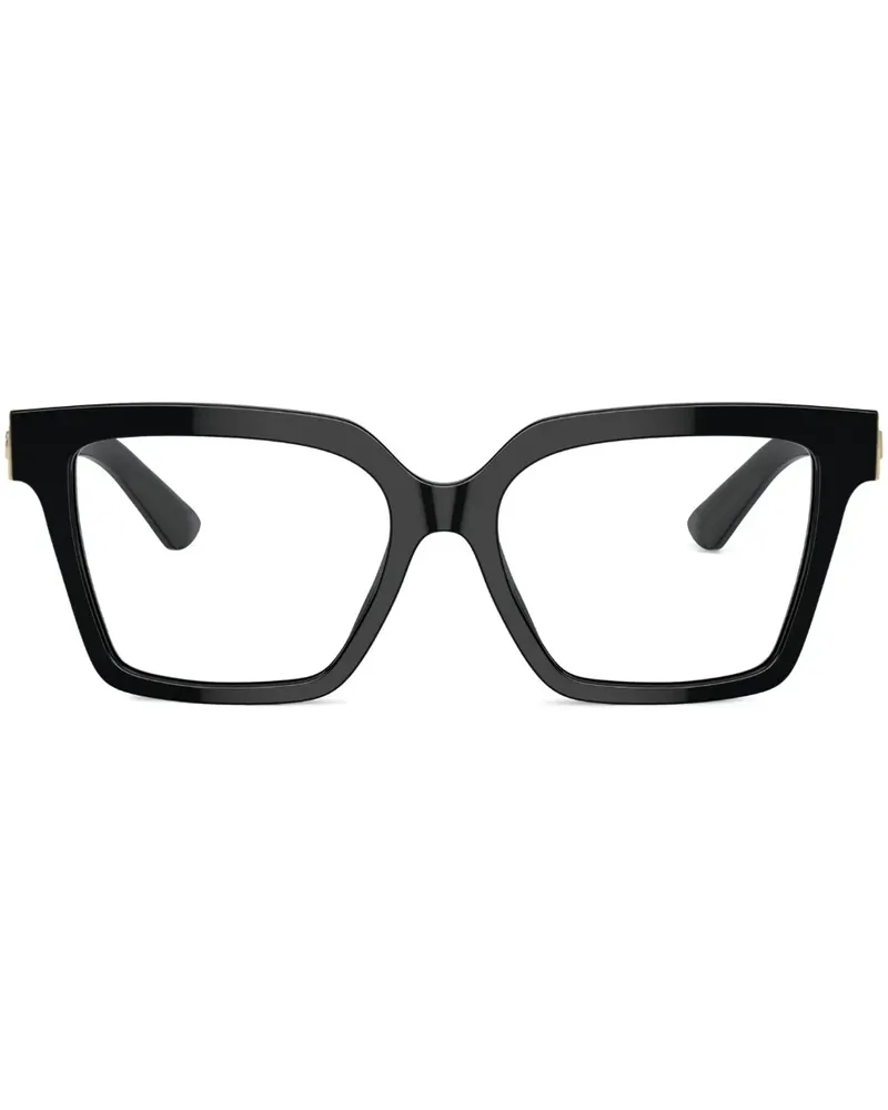 Dolce & Gabbana Eckige Brille mit Logo-Schild - Schwarz Schwarz