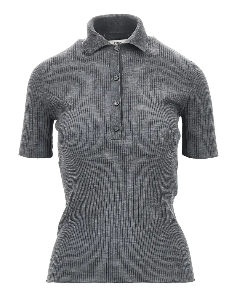 Fendi ribbed-knit short-sleeve polo shirt - Grau Grau