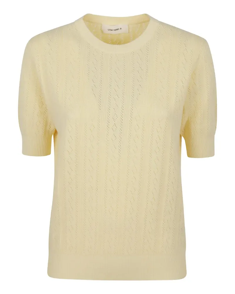 Lisa Yang pointelle-knit short-sleeve top - Gelb Gelb