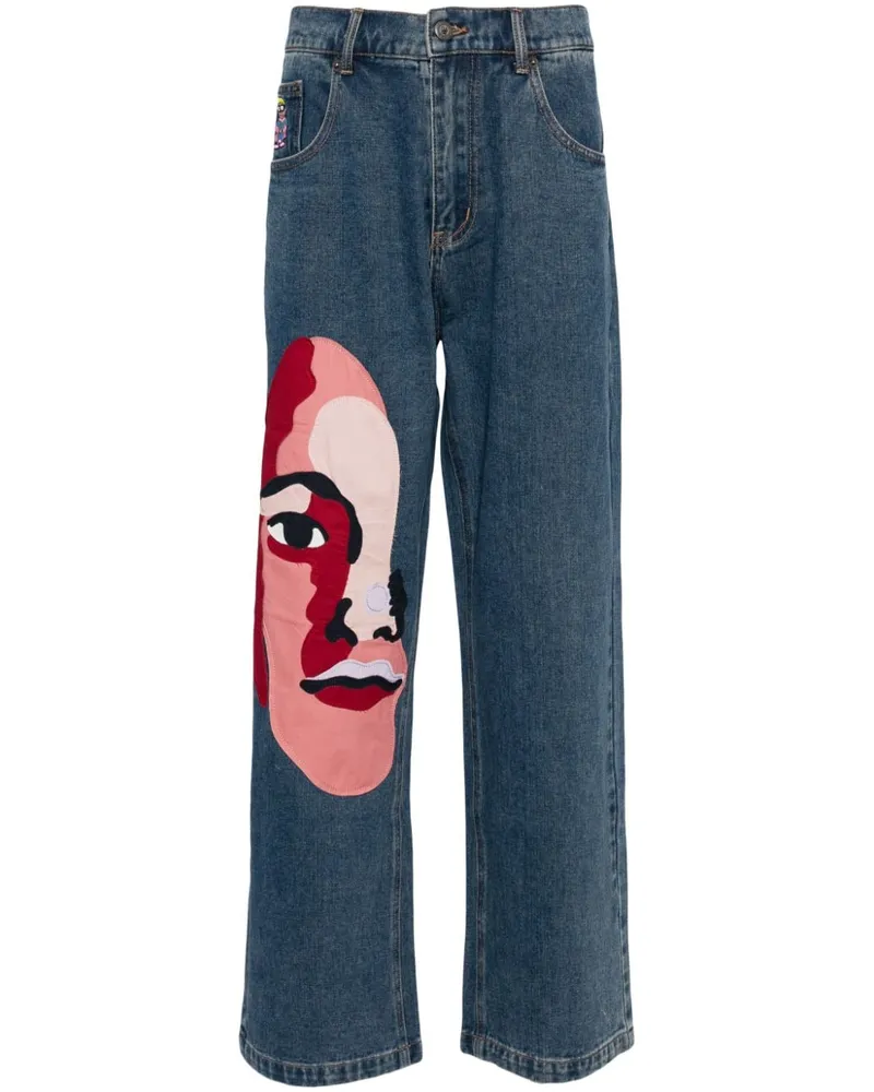 KidSuper Face Straight-Leg-Jeans - Blau Blau