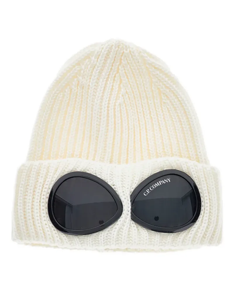 C.P. Company Gerippte U16 Beanie mit Goggle-Detail - Nude Nude