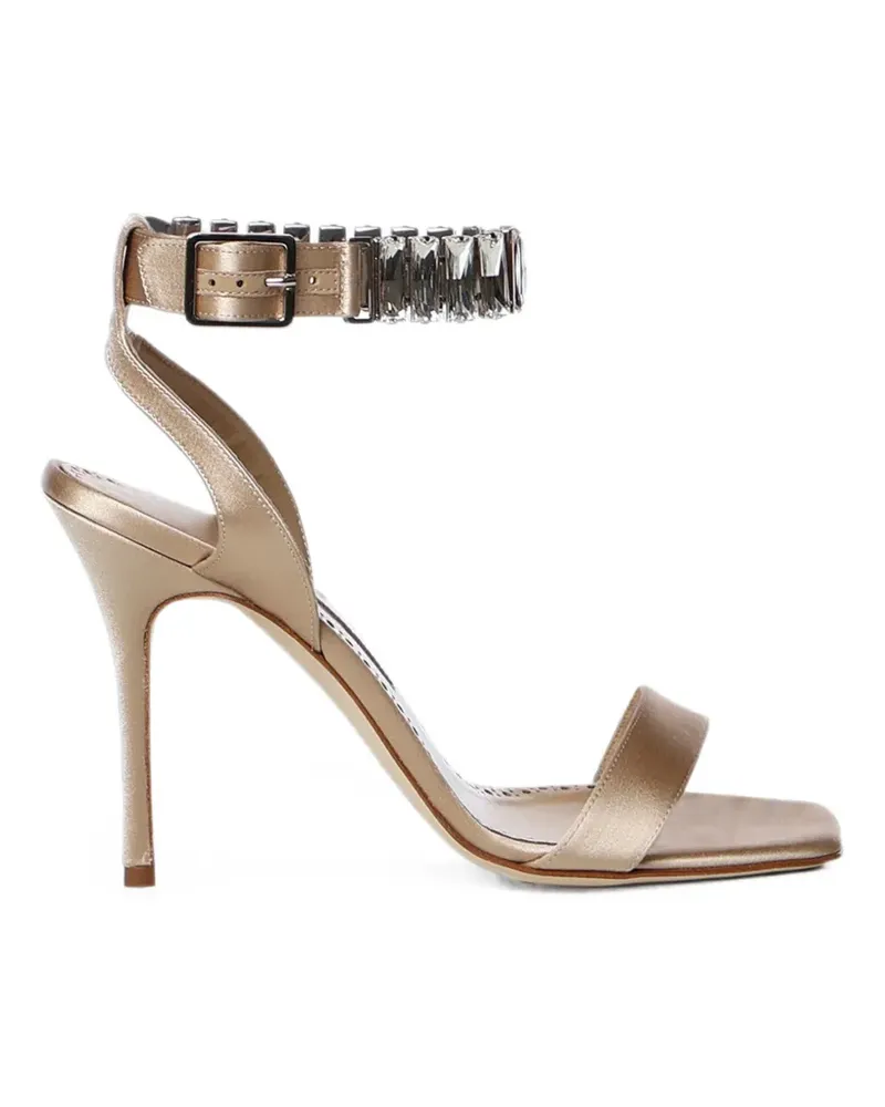 Manolo Blahnik Bayosan crystal-embellished buckle-fastening sandals - Nude Nude