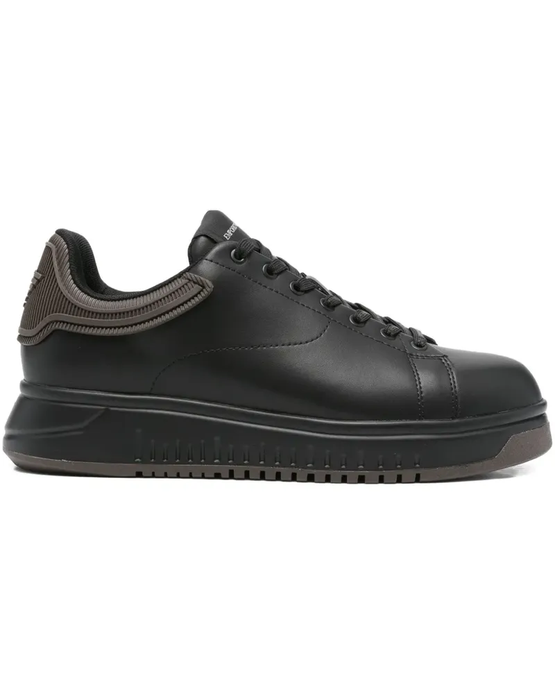 Emporio Armani Sneakers mit geripptem Einsatz - Schwarz Schwarz