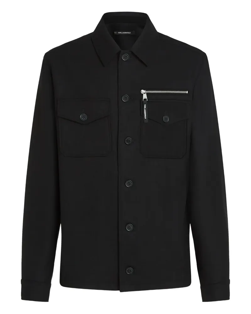 Karl Lagerfeld Hemdjacke mit Reißverschlusstasche - Schwarz Schwarz