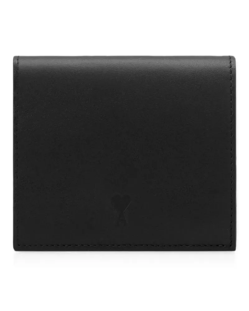 AMI Paris cowhide leather bifold wallet with Ami de Coeur - Schwarz Schwarz