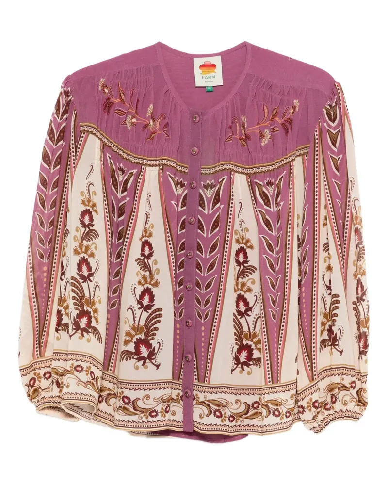 FARM Rio Hemd mit Blumenstickerei - Violett Violett