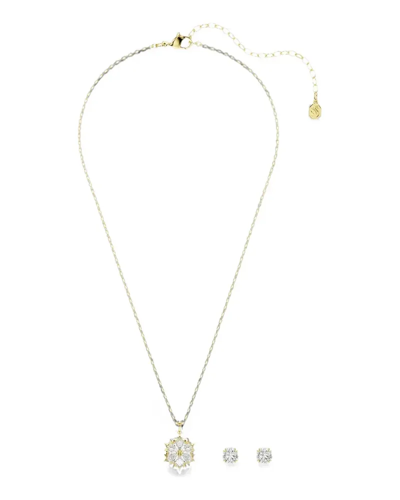 Swarovski crystal-pendant necklace and earrings set - Gold Gold