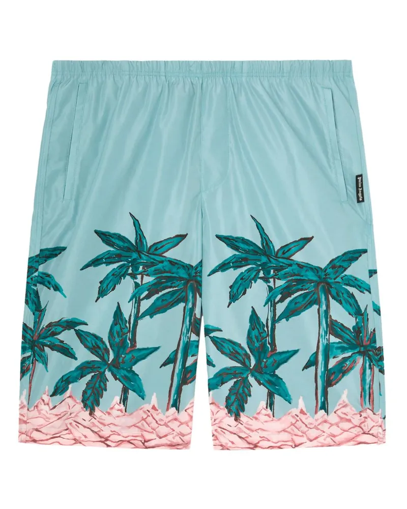 Palm Angels Badeshorts mit Palmen-Print - Blau Blau