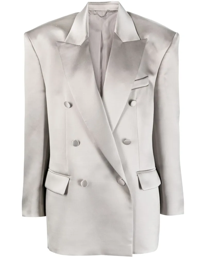 Magda Butrym Doppelreihiger Blazer aus Satin Grau