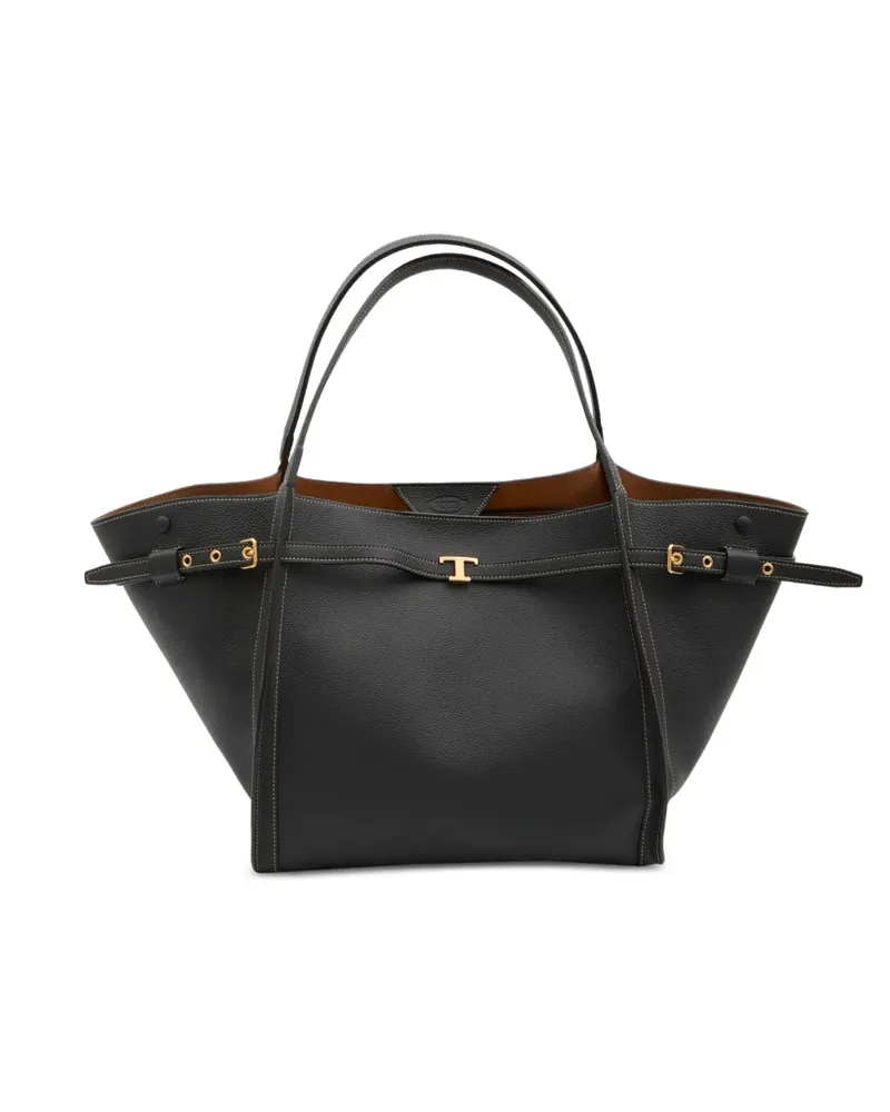 TOD'S hammered t leather tote bag - Schwarz Schwarz