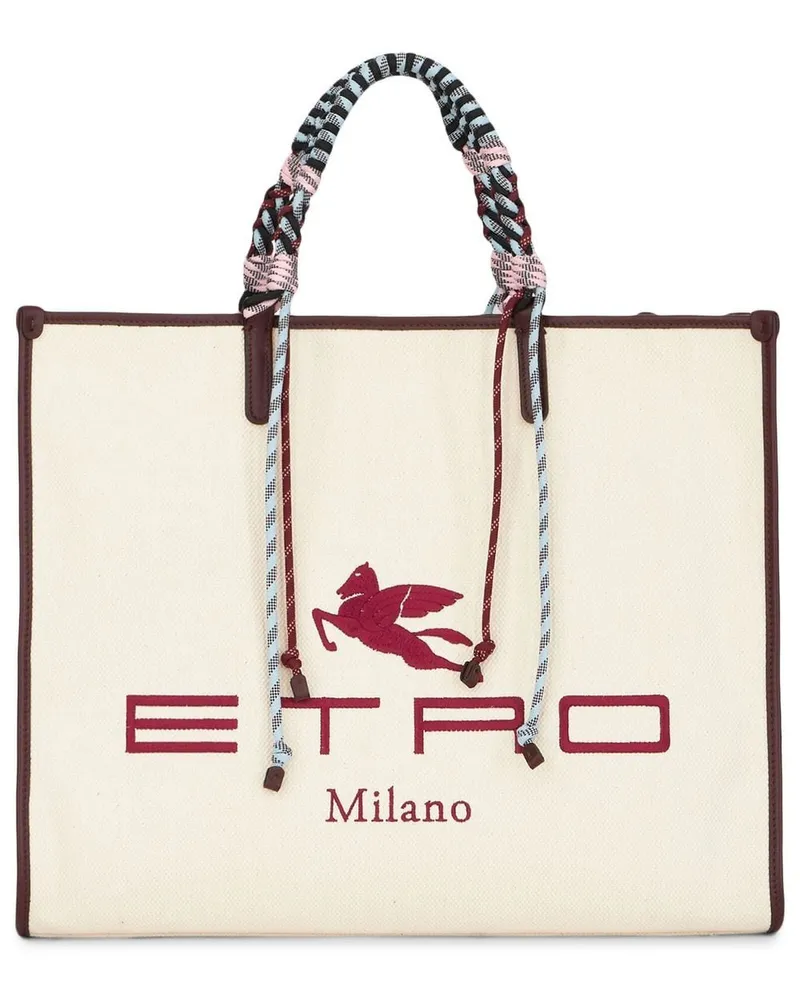 Etro Shopper mit Logo-Stickerei Nude