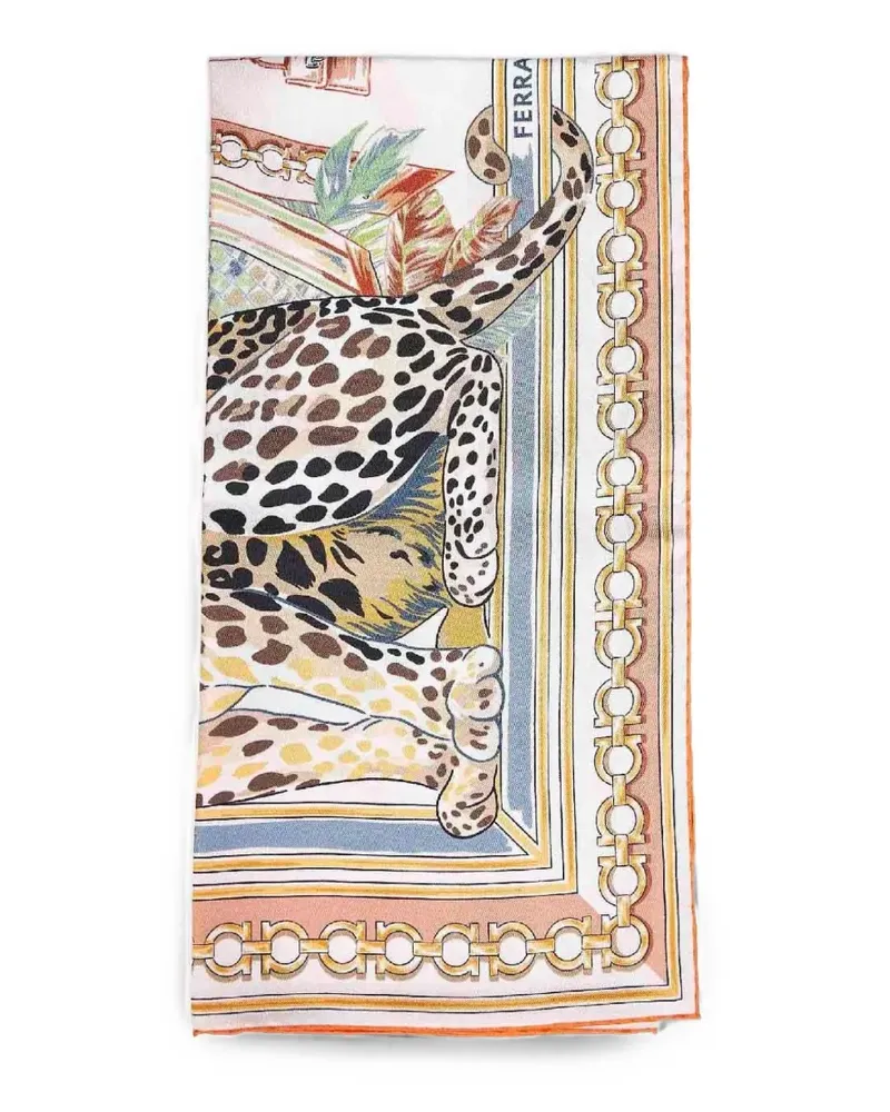 Ferragamo Gancini animal-print scarf - Weiß Weiß