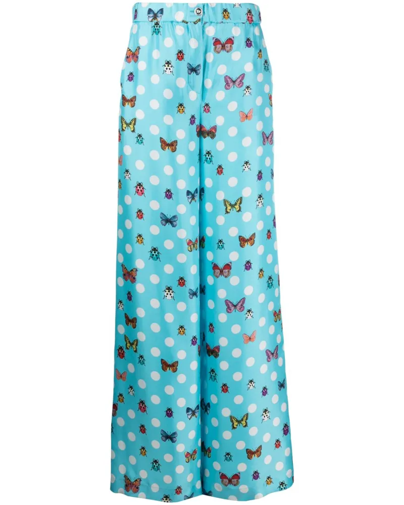 Versace Butterflies Hose mit weitem Bein Blau