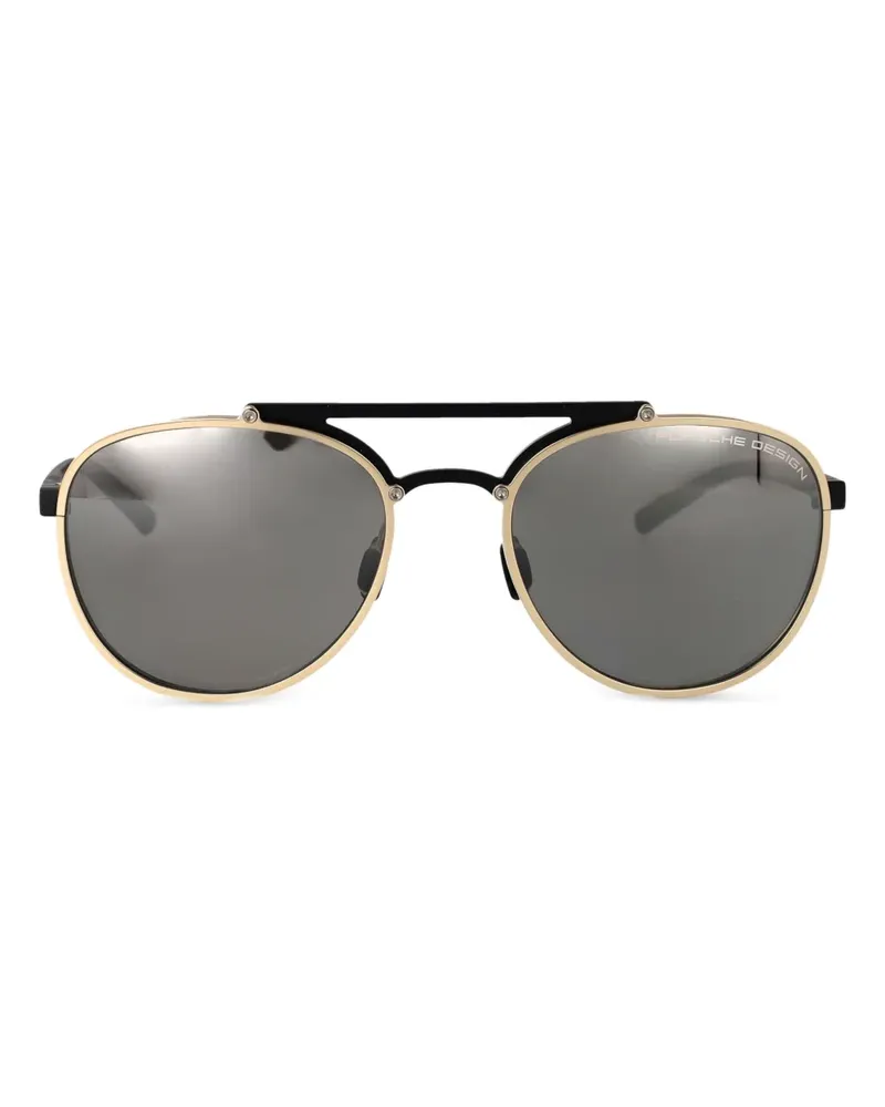 Porsche Design Sonnenbrille mit ovalem Gestell - Schwarz Schwarz