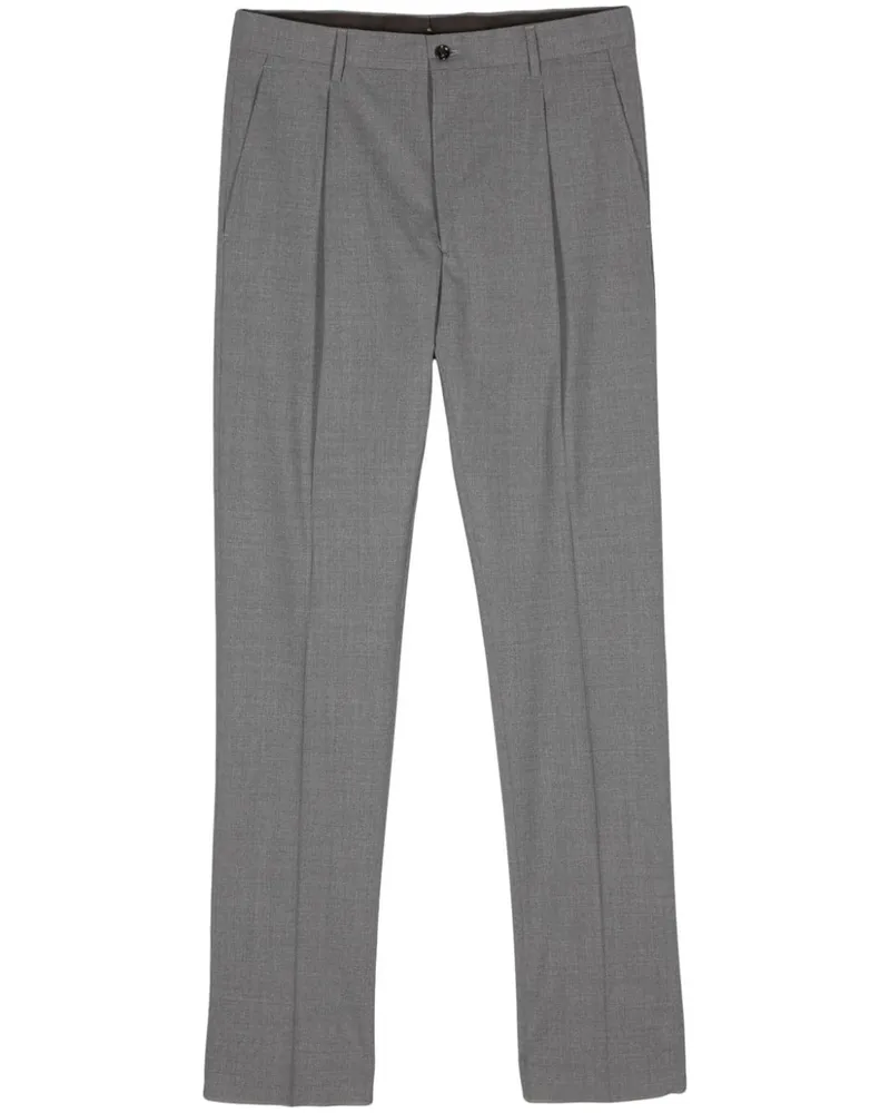 MOORER Gerade Vieste Hose mit Faltendetail - Grau Grau