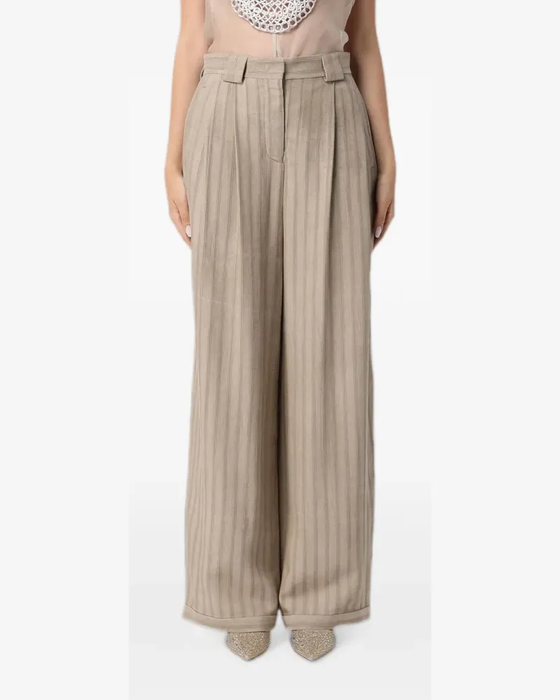 Emporio Armani Gestreifte Palazzohose mit hohem Bund - Nude Nude