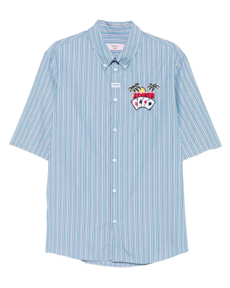 Martine Rose Gestreiftes Hemd mit Stickerei - Blau Blau