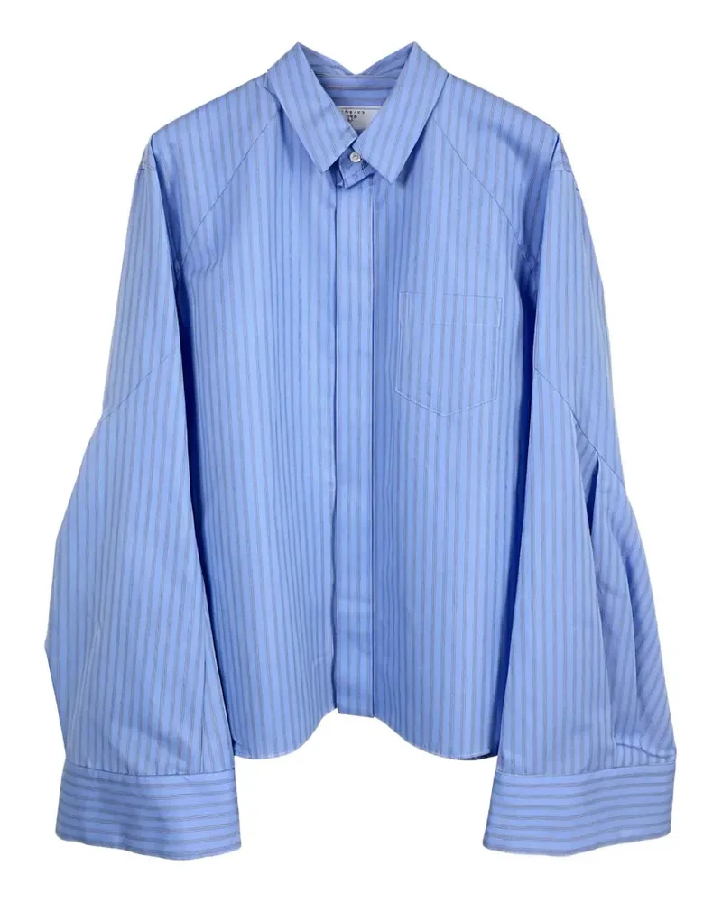 Sacai striped long-sleeved shirt - Blau Blau