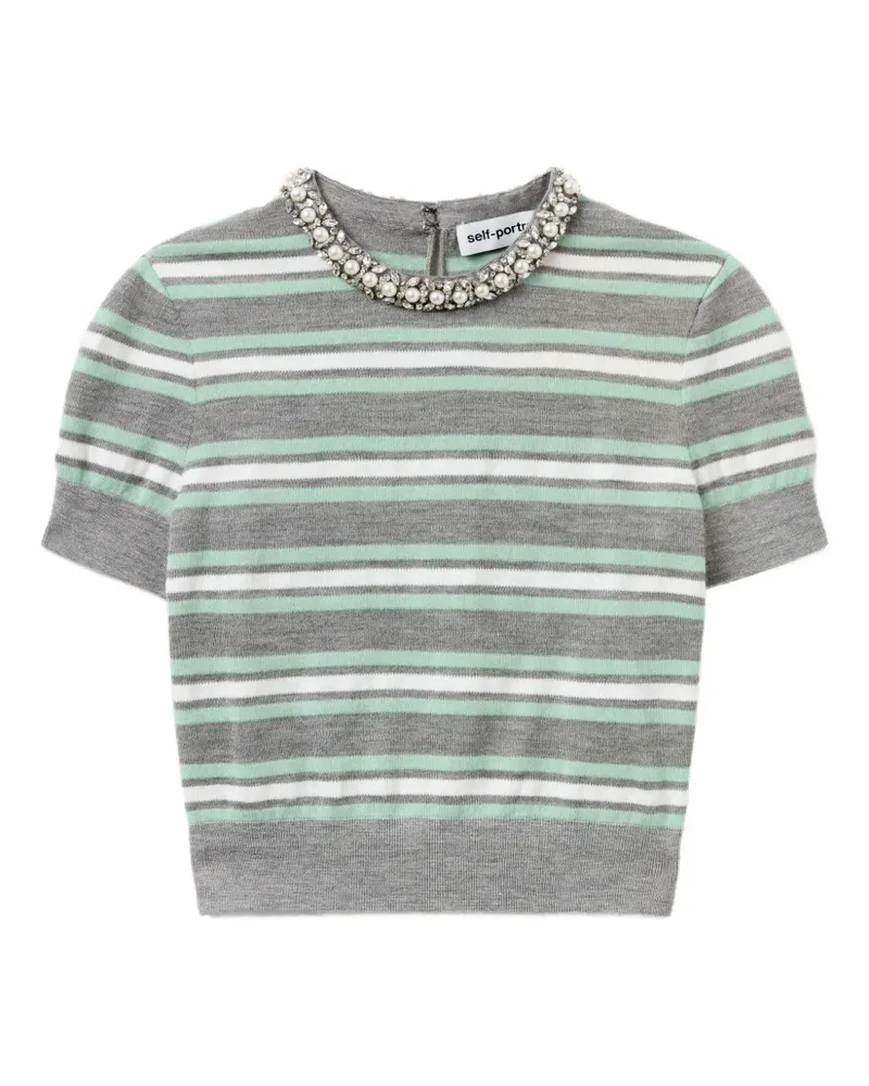 Self-Portrait Gestreiftes T-Shirt - Grau Grau