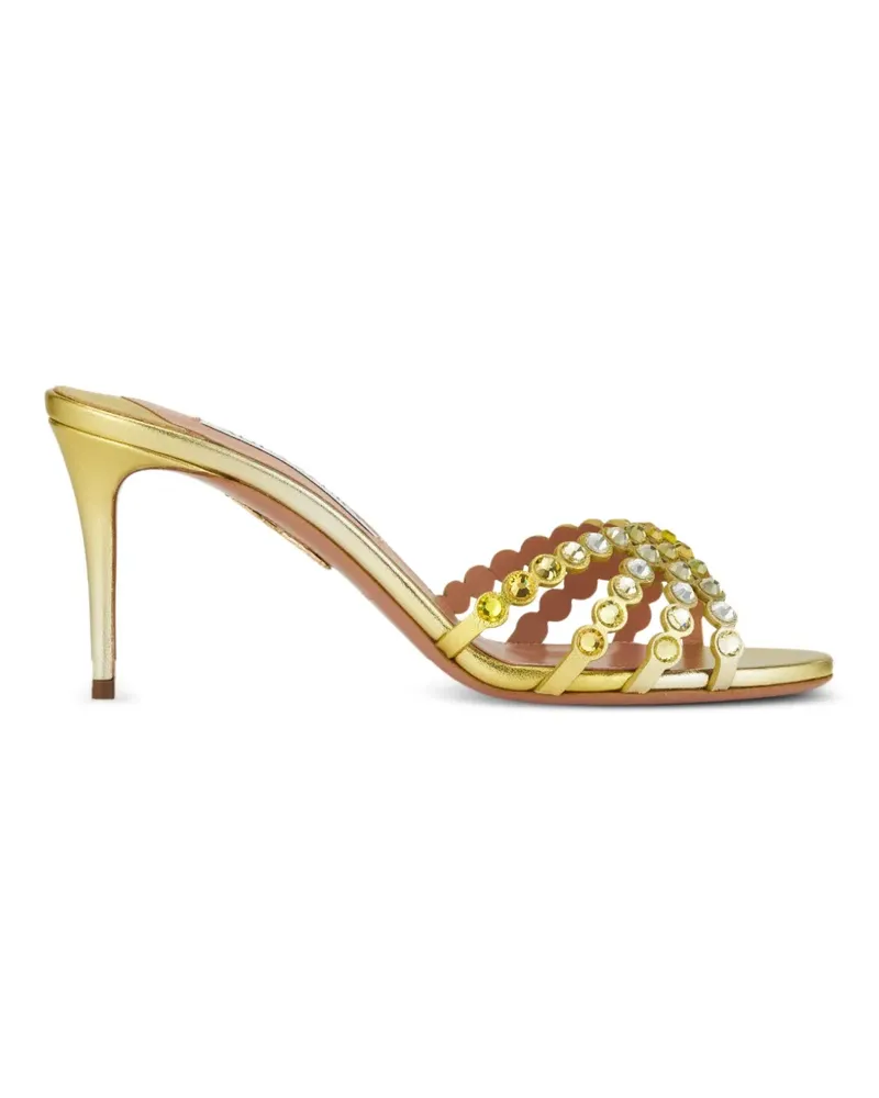 Aquazzura Tequila crystal-embellished mules - Gelb Gelb