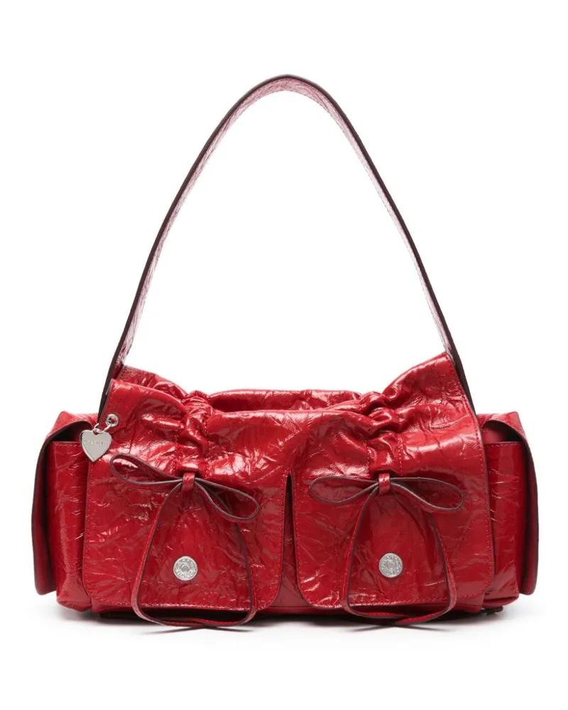Acne Studios Schultertasche in Knitteroptik - Rot Rot