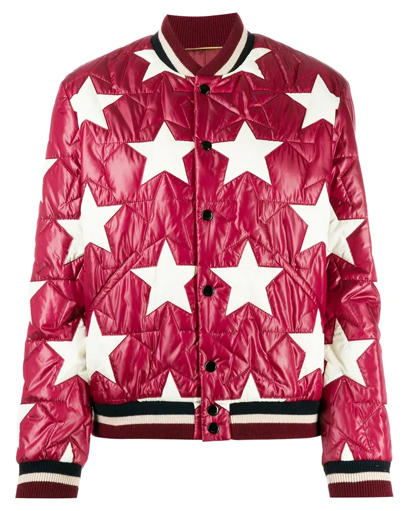 Saint Laurent Bomberjacke mit Sternen - Rot Rot