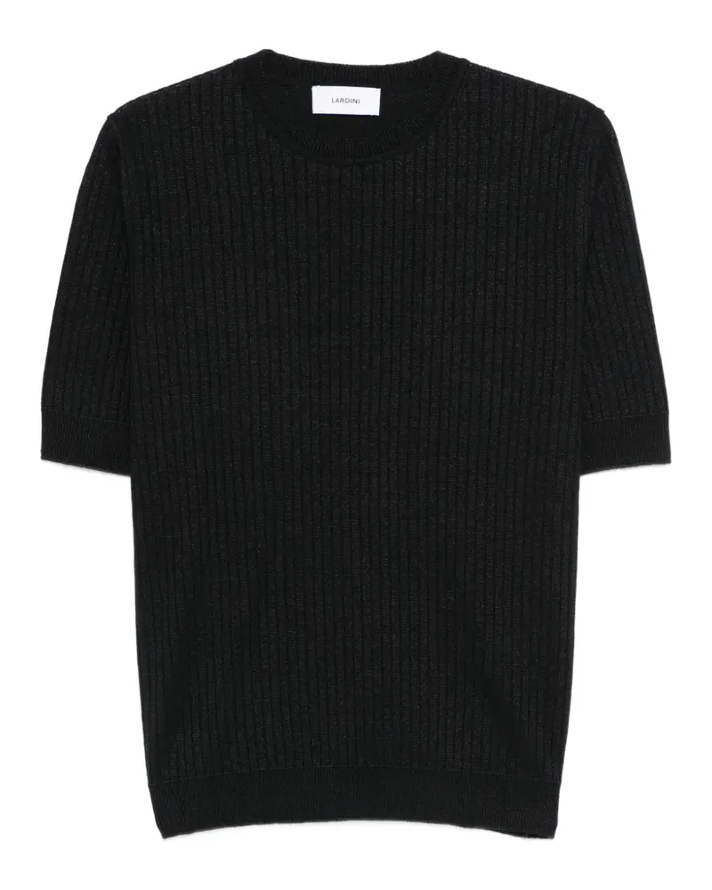 LARDINI Geripptes T-Shirt - Schwarz Schwarz