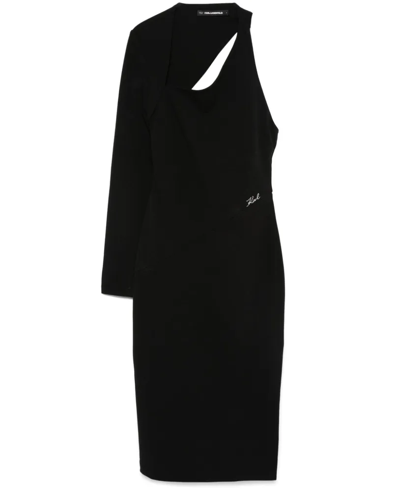 Karl Lagerfeld Asymmetrisches Midikleid - Schwarz Schwarz