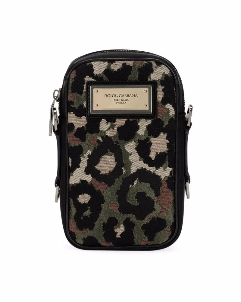 Dolce & Gabbana Mini Kuriertasche mit Camouflage-Print Schwarz