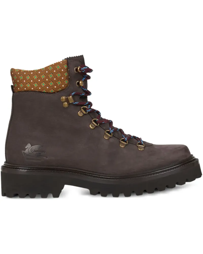 Etro Schnürstiefel mit gemustertem Kragen - Braun Braun
