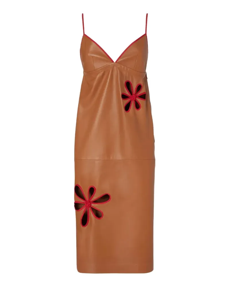 Fendi Kleid mit Blumenapplikation - Braun Braun