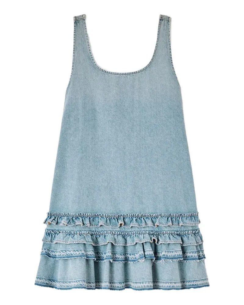 Ganni Jeanskleid mit Rüschen - Blau Blau