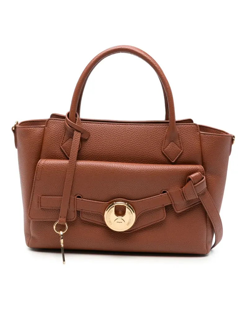 Moschino Shopper mit Logo-Schild - Braun Braun