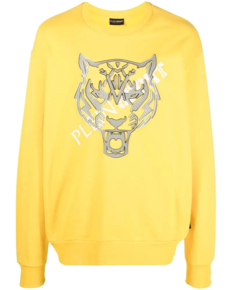 Philipp Plein Sweatshirt mit Tigerkopf Gelb