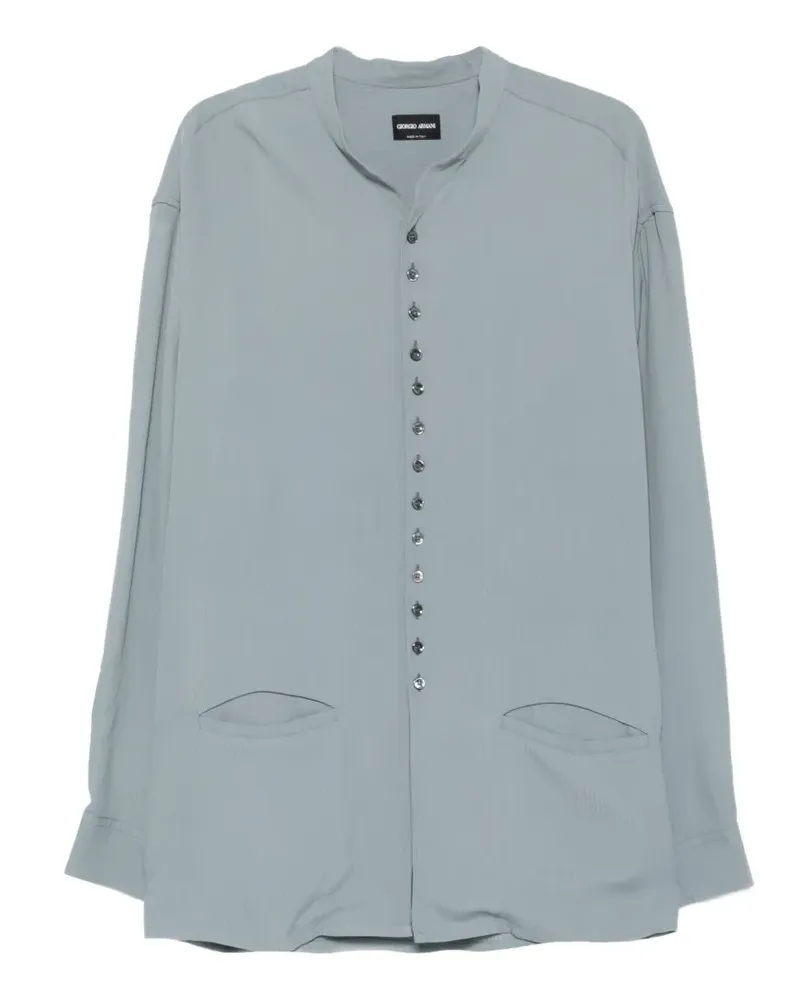 Giorgio Armani mandarin-collar button-front shirt - Blau Blau