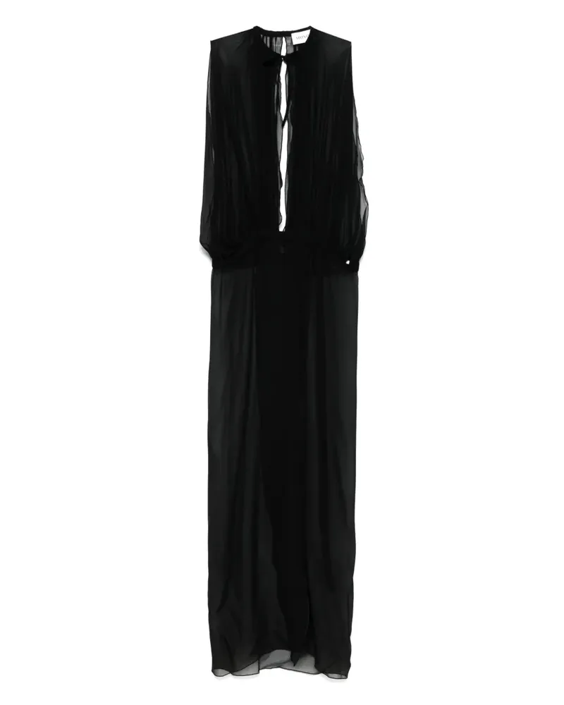 Mônot Ärmelloses Maxikleid mit Sheer-Effekt - Schwarz Schwarz