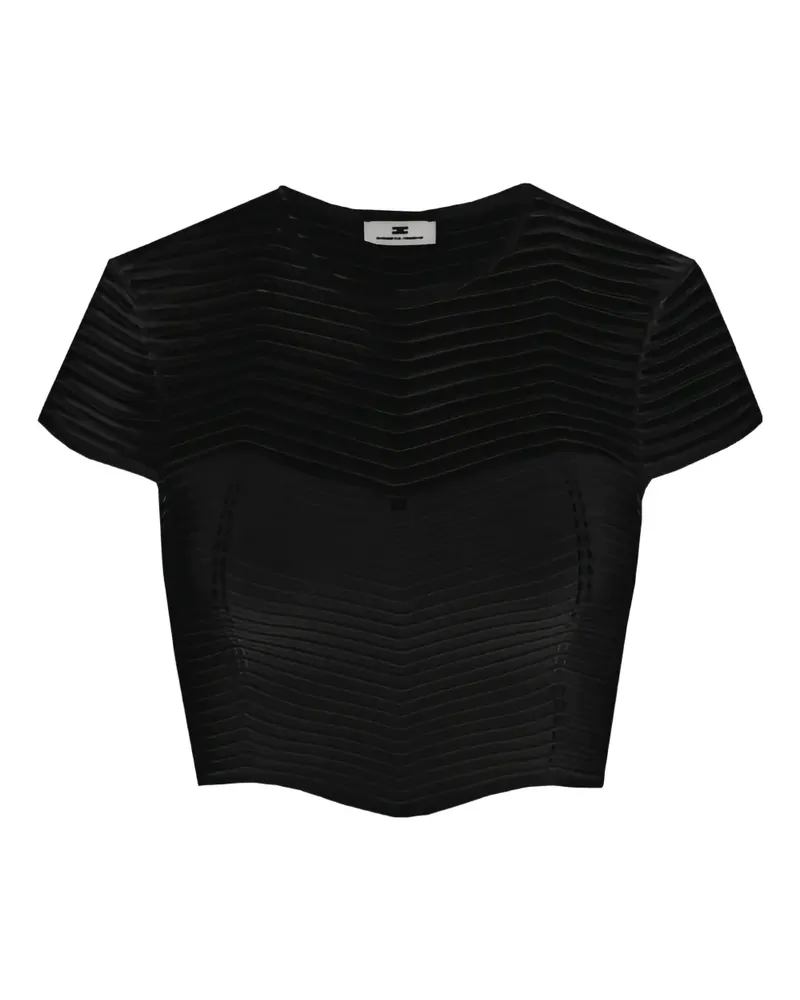 Elisabetta Franchi Cropped-Top mit Fischgrätenmuster - Schwarz Schwarz
