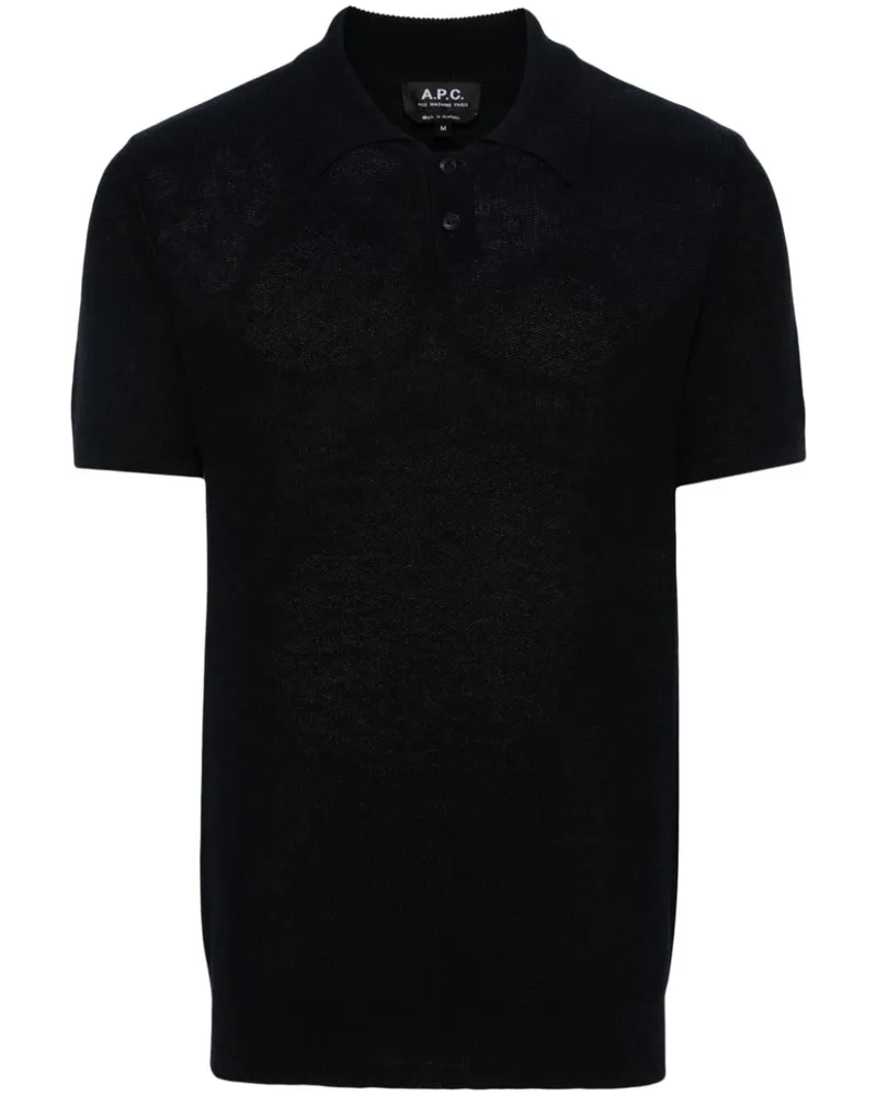 A.P.C. Jay Poloshirt mit Lochstrickmuster - Blau Blau