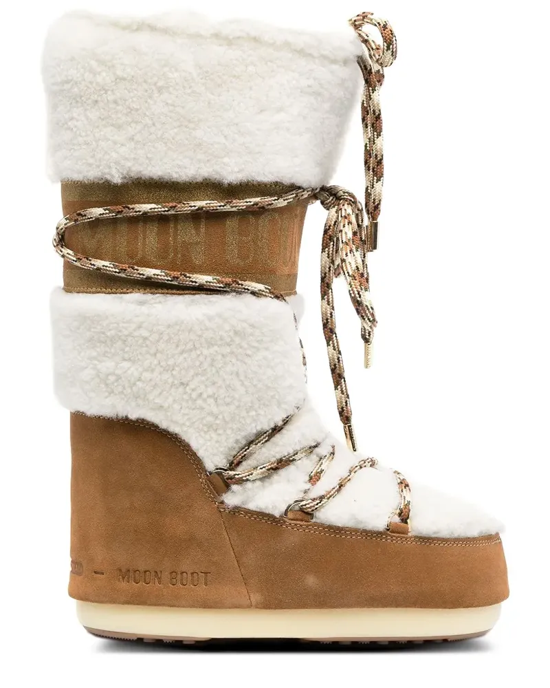 Moon Boot Schnürstiefel aus Shearling 40mm - Nude Nude