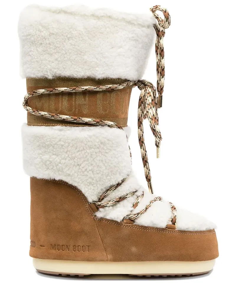 Moon Boot Schnürstiefel aus Shearling 40mm - Nude Nude