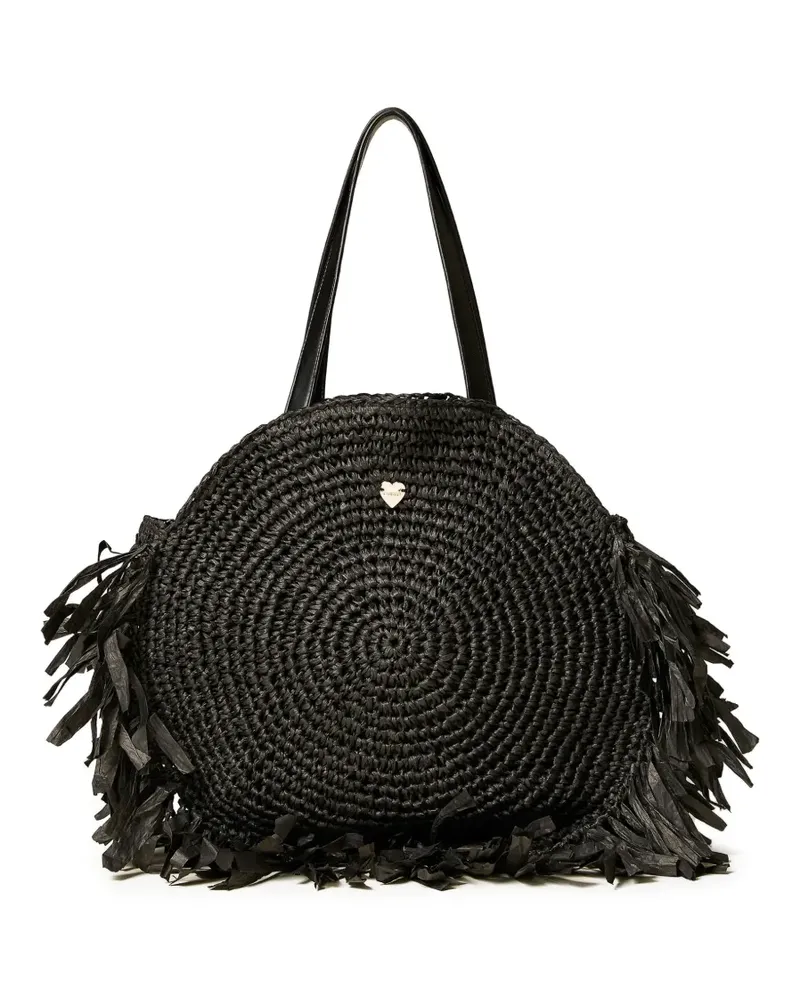 Twin-Set Shopper aus Bast - Schwarz Schwarz