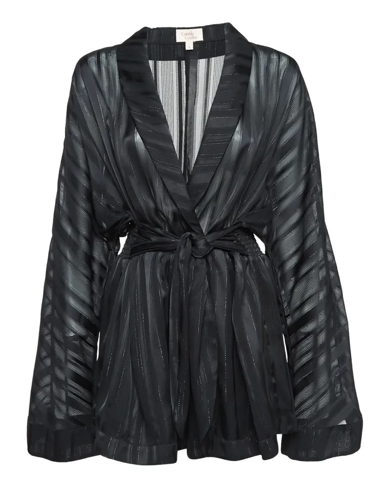 Camila Coelho Gestreifter Amelia Strampler - Schwarz Schwarz