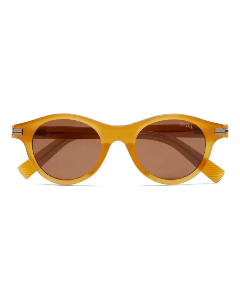 Ermenegildo Zegna Sonnenbrille mit rundem Gestell - Braun Braun