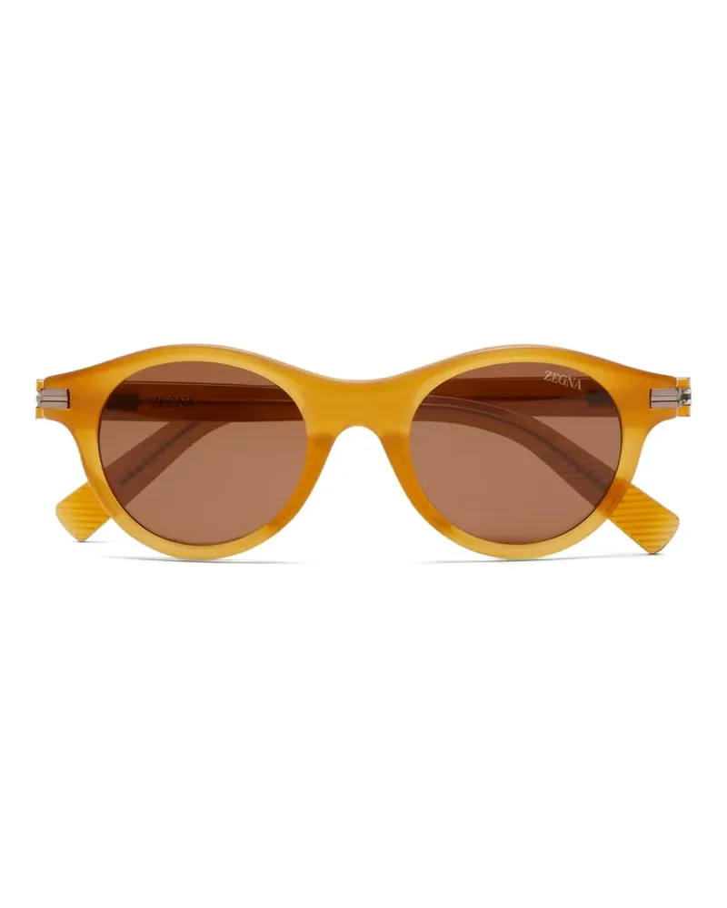 Ermenegildo Zegna Sonnenbrille mit rundem Gestell - Braun Braun