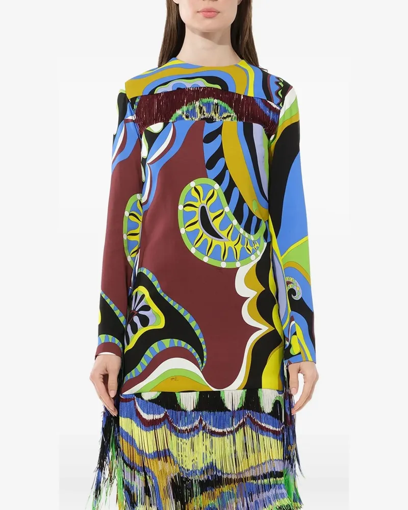 Emilio Pucci tassel-detail abstract-print dress - Braun Braun
