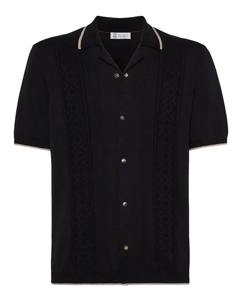 Brunello Cucinelli cable-knit short-sleeve shirt - Schwarz Schwarz