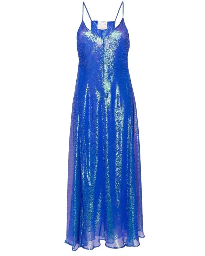 forte_forte Jacquard-Maxikleid aus Seide - Blau Blau