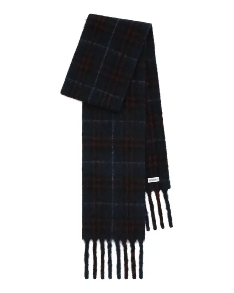 Burberry Schmaler Schal aus Alpakagemisch mit Karomuster - Blau Blau