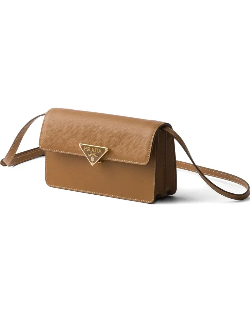 Prada Mini Embleme Tasche mit Klappe - Braun Braun