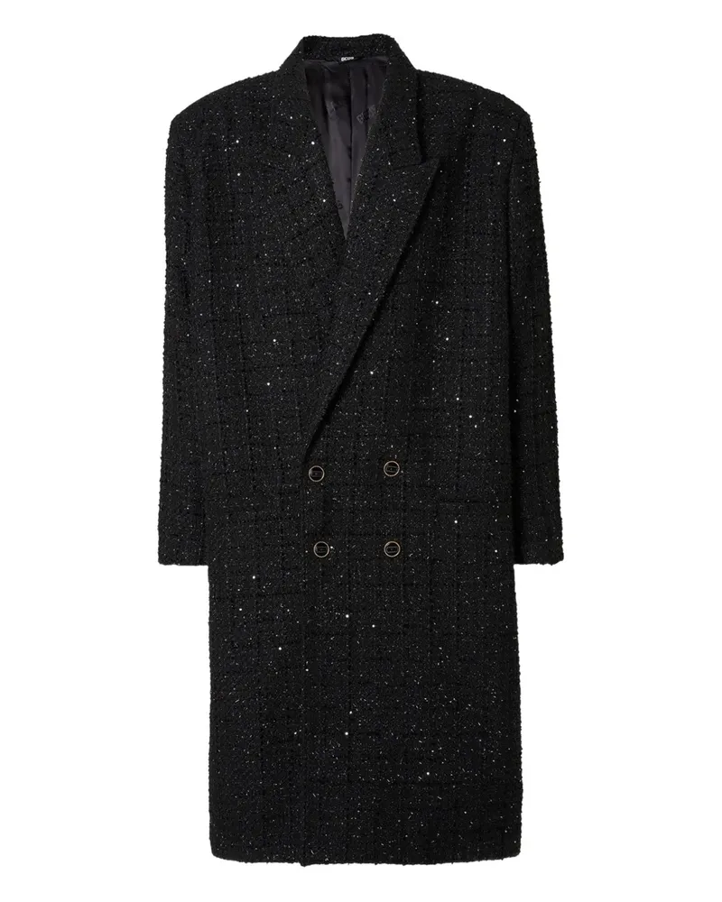 GCDS Doppelreihiger Tweed-Mantel - Schwarz Schwarz